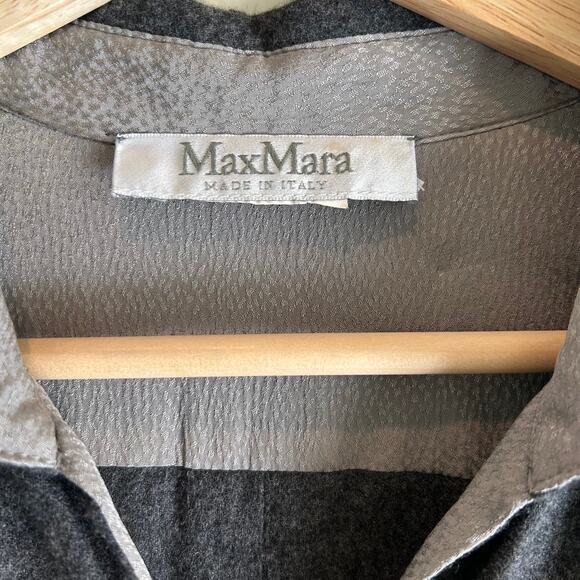 Max Mara Dress Wool Angora Blend Surplice Faux Wrap Classic Gray Long Sleeve - Picture 5 of 8